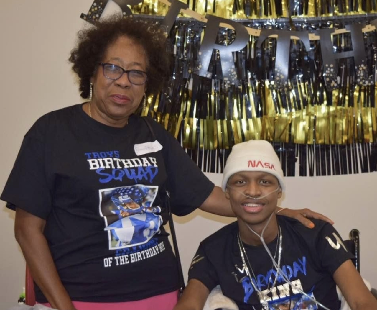 Troy celebrating with family